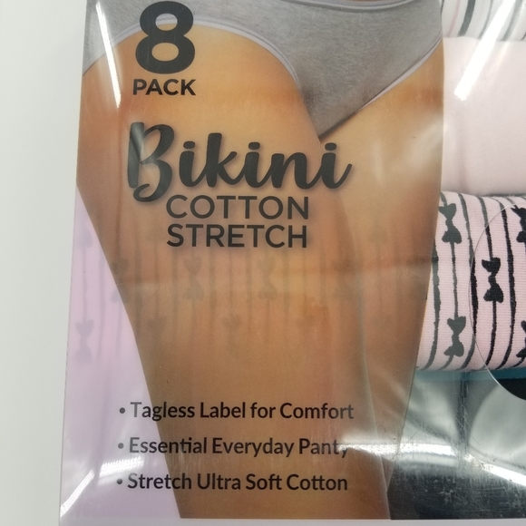 Black Bow Bikini Tagless Panty 8 Pack NWT - Picture 2 of 8